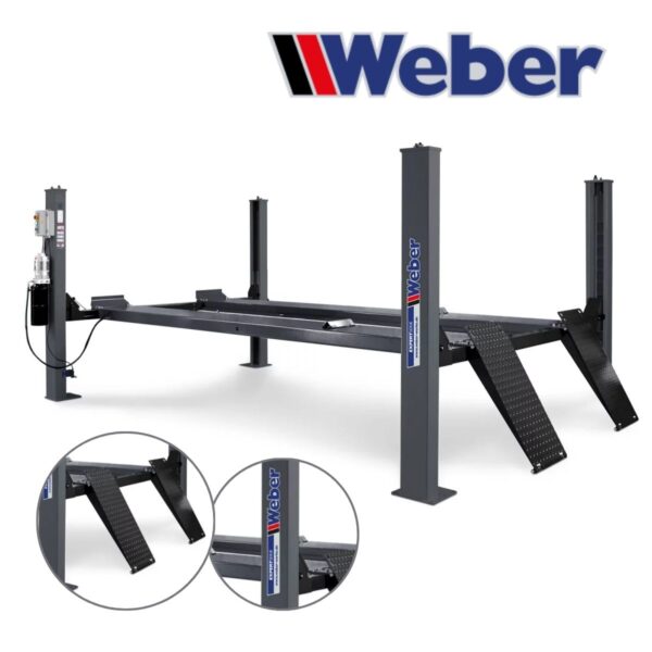 Podnośnik czterokolumnowy 4200kg długie najazdy 400V Weber