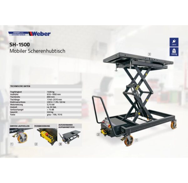 Podnośnik 1500KG do baterii EV mobilny serwisowy Weber - obrazek 5