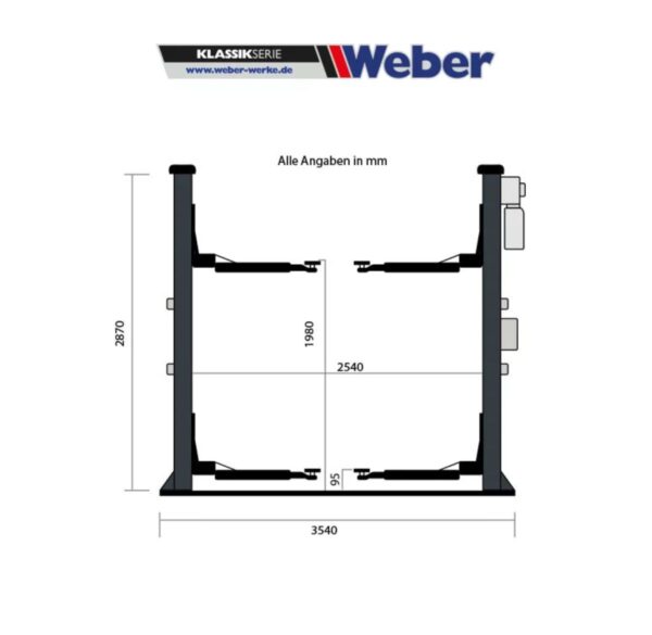 Dwukolumnowy podnośnik 4T asymetryczne ramiona Weber - obrazek 11