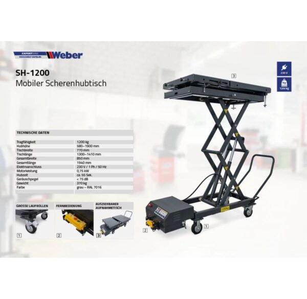 Mobilny podnośnik do baterii aut elektrycznych 1,2T Weber - obrazek 12