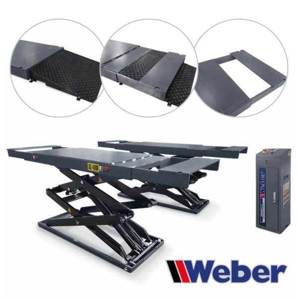 Podnośnik nożycowy podposadzkowy z najazdami krótkimi 4T 400V Weber