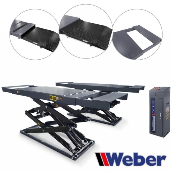 Podnośnik nożycowy podposadzkowy z długimi najazdami 4T 400V Weber