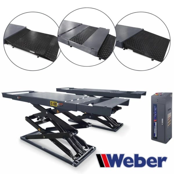 Podnośnik nożycowy podposadzkowy z długimi i krótkimi najazdami 4T 400V Weber