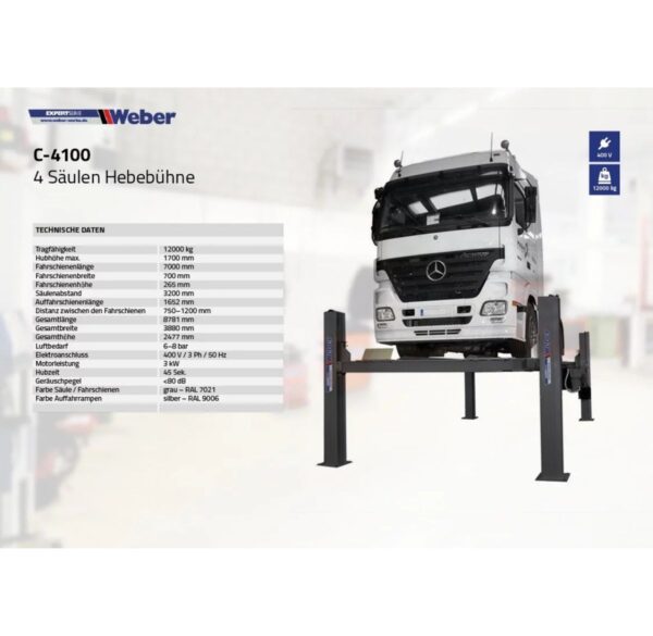 Podnośnik czterokolumnowy 12T auta ciężarowe i rolnicze Weber - obrazek 4