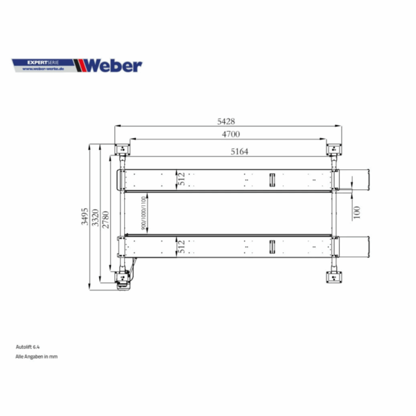 Czterokolumnowy podnośnik 6400KG do aut dostawczych 400V Weber - obrazek 4