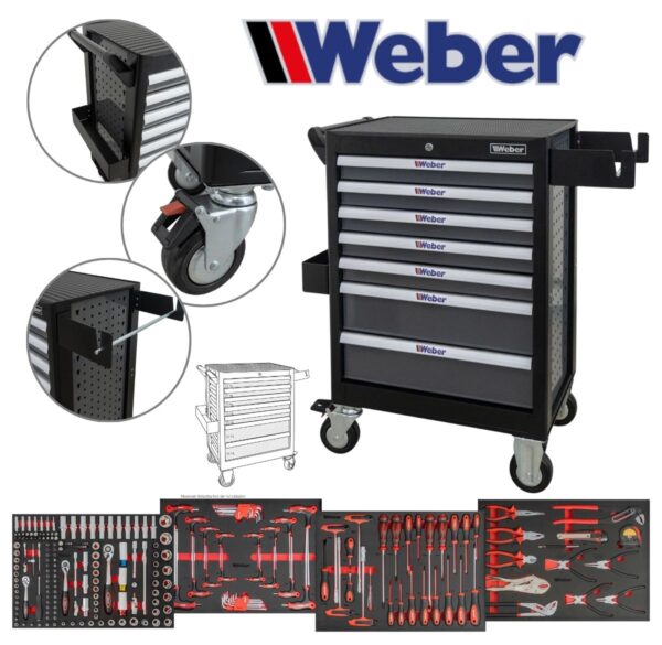 Wózek warsztatowy z wyposażeniem 300 elementów Weber