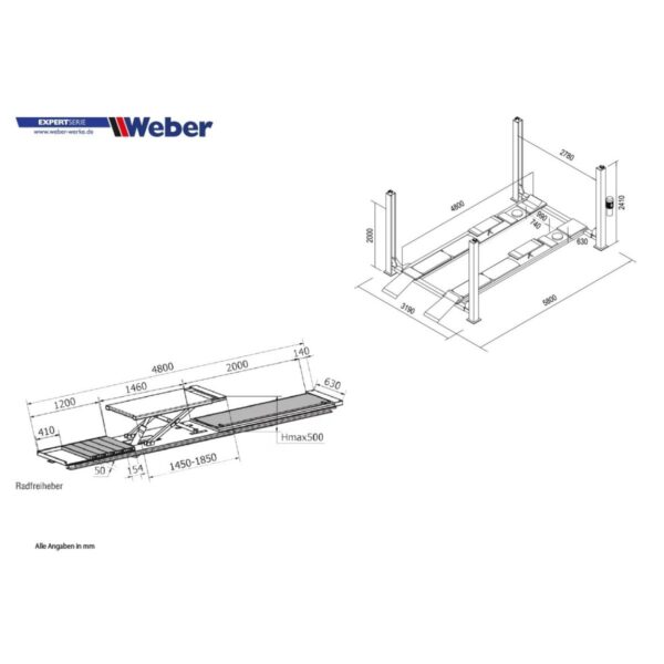 Podnośnik czterokolumnowy elektrohydrauliczny 400V 4T Weber - obrazek 5