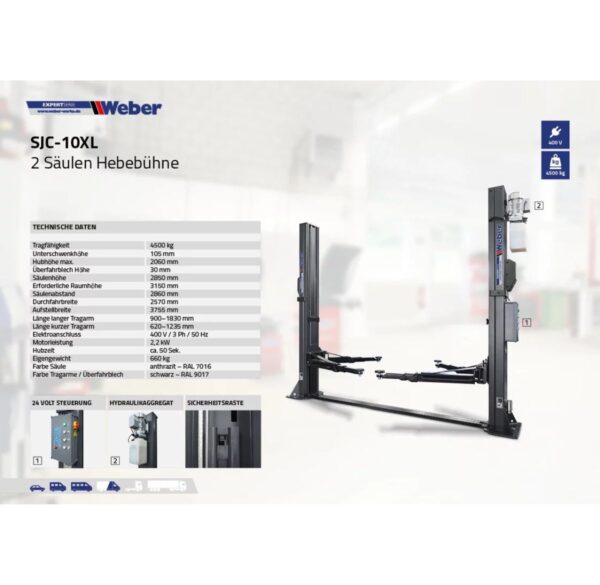 Podnośnik dwukolumnowy 4500kg 400V Weber - obrazek 6