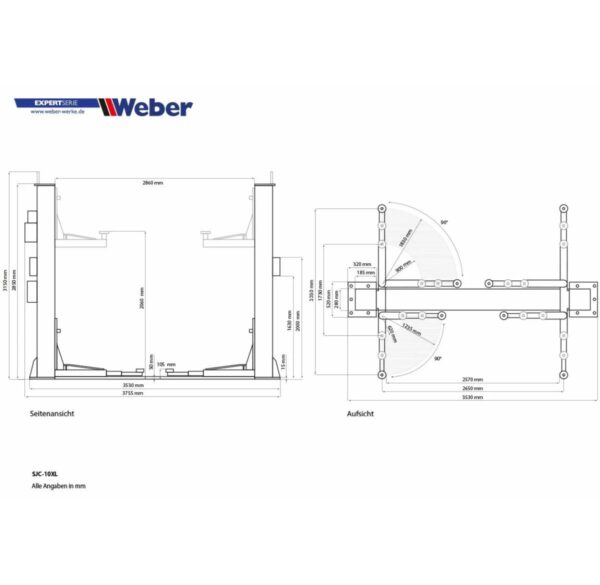 Podnośnik dwukolumnowy 4500kg 400V Weber - obrazek 7