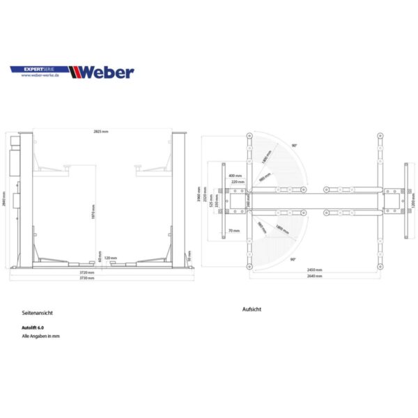 Podnośnik z ramą 6000kg dwukolumnowy 400V Weber - obrazek 7