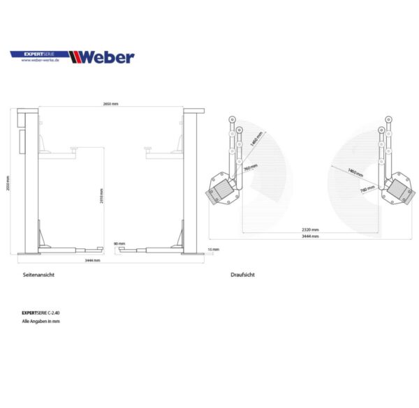 Podnośnik dwukolumnowy śrubowy 4000kg 400V Weber - obrazek 7