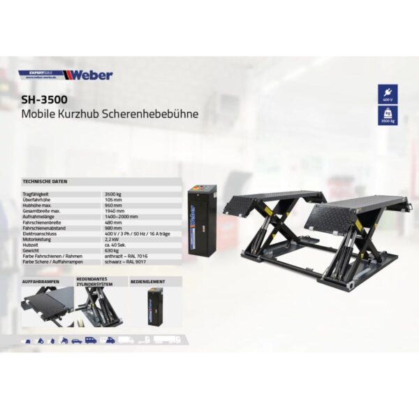 Mobilny podnośnik 3500KG nożycowy 400V Weber - obrazek 7