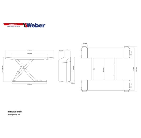 Podnośnik nożycowy mobilny 3T niski przejazd 11cm Weber - obrazek 8