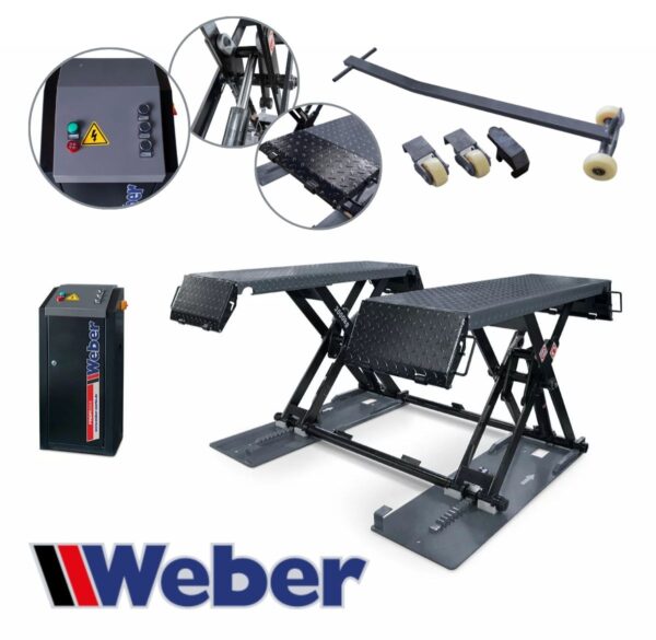 Podnośnik nożycowy mobilny 3T niski przejazd 11cm Weber