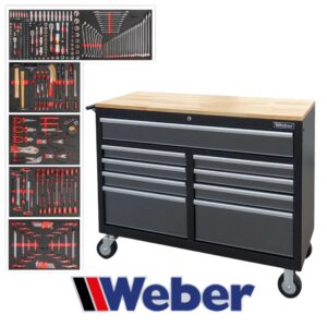 Mobilny wózek warsztatowy z blatem drewnianym Weber