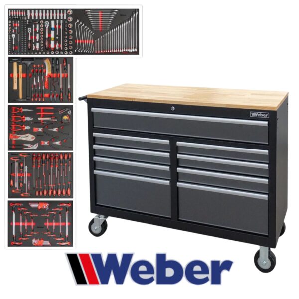 Mobilny wózek warsztatowy z blatem drewnianym Weber