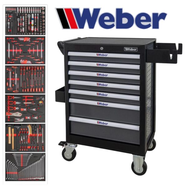 Mobilny wózek warsztatowy 300 elementów zamykany Weber