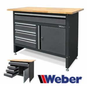 Stół warsztatowy z drewnianym blatem 120x60cm Weber