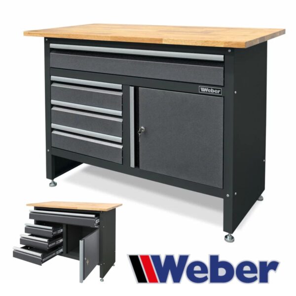 Stół warsztatowy z drewnianym blatem 120x60cm Weber