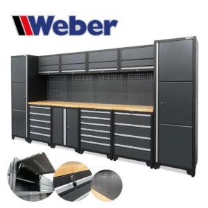 Szafa warsztatowa szeroka z zamkiem 16 modułów 2045cm Weber